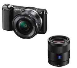 SONY a5000 Mirrorless Camera with 16-50 mm f/3.5-5.6 & 55 mm f/1.8 Lens Bundle